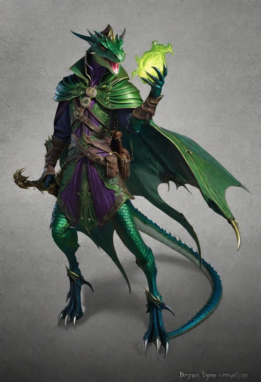 Green dragonborn sorcerer - AI Generated Artwork - NightCafe Creator