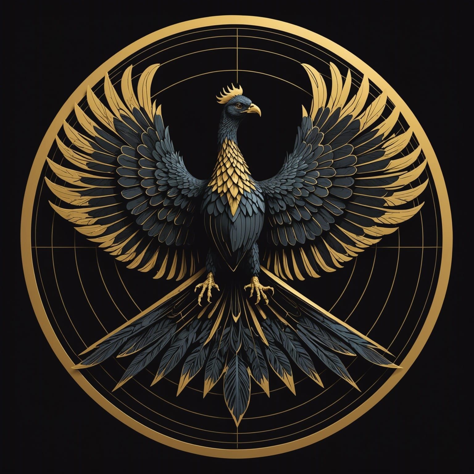 Black Phoenix with pitch black background