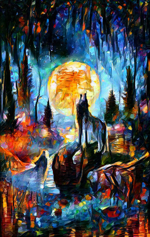 Wolves in the moonlight