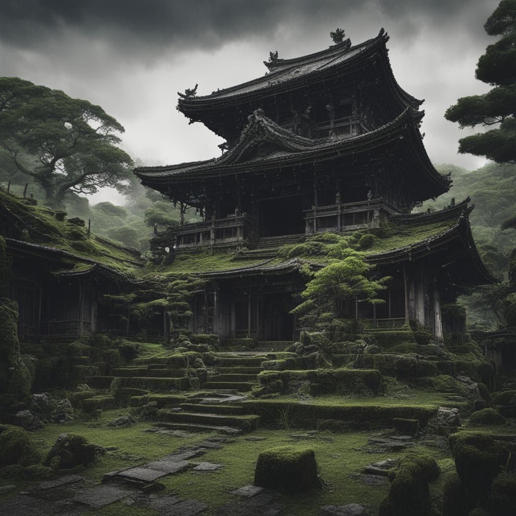 Abandonned japanese sanctuary under the rain  by @hylnir