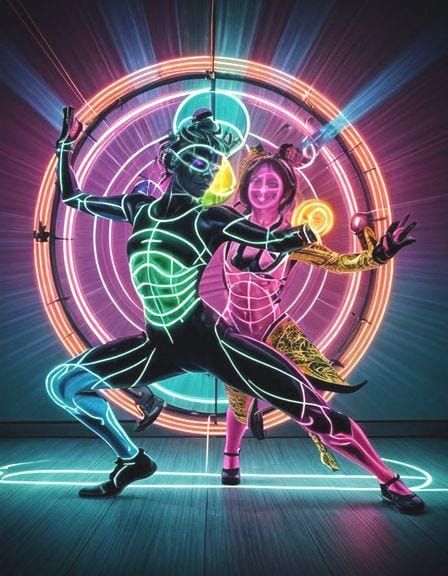 Cartoon Fluorescent Zoo Light in Neon X-Ray Style