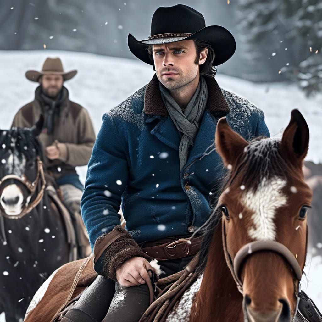 "Highly detailed Sebastian Stan as a cattleman, black hat, v...