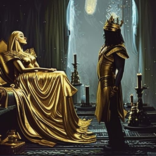 King midas turns the queen to gold with a kiss and is in for...