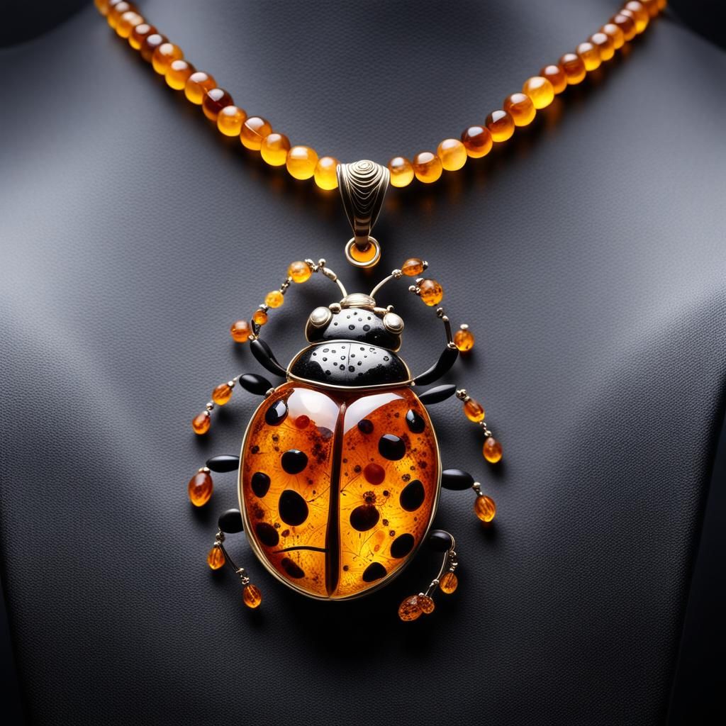 A amber ladybug