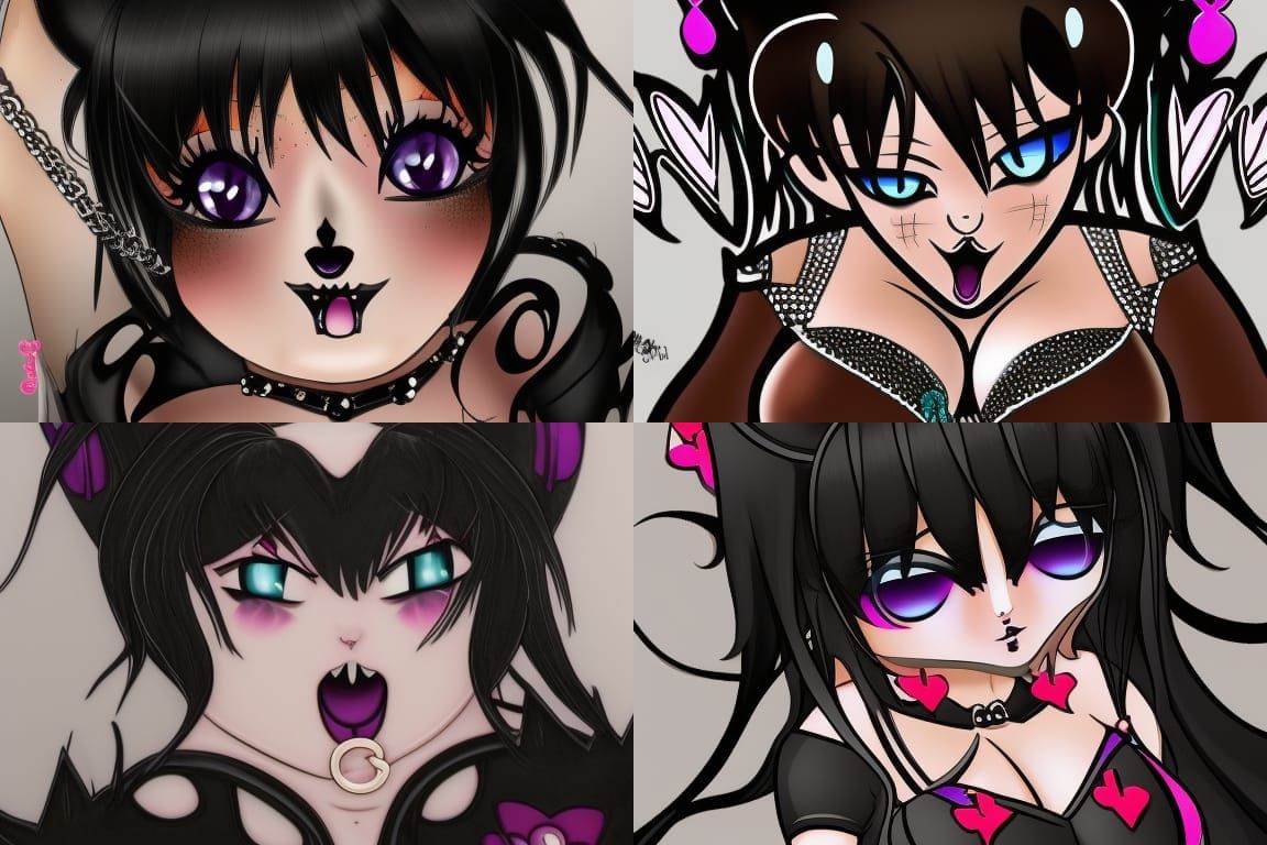 Curvy Voluptuous goth neko