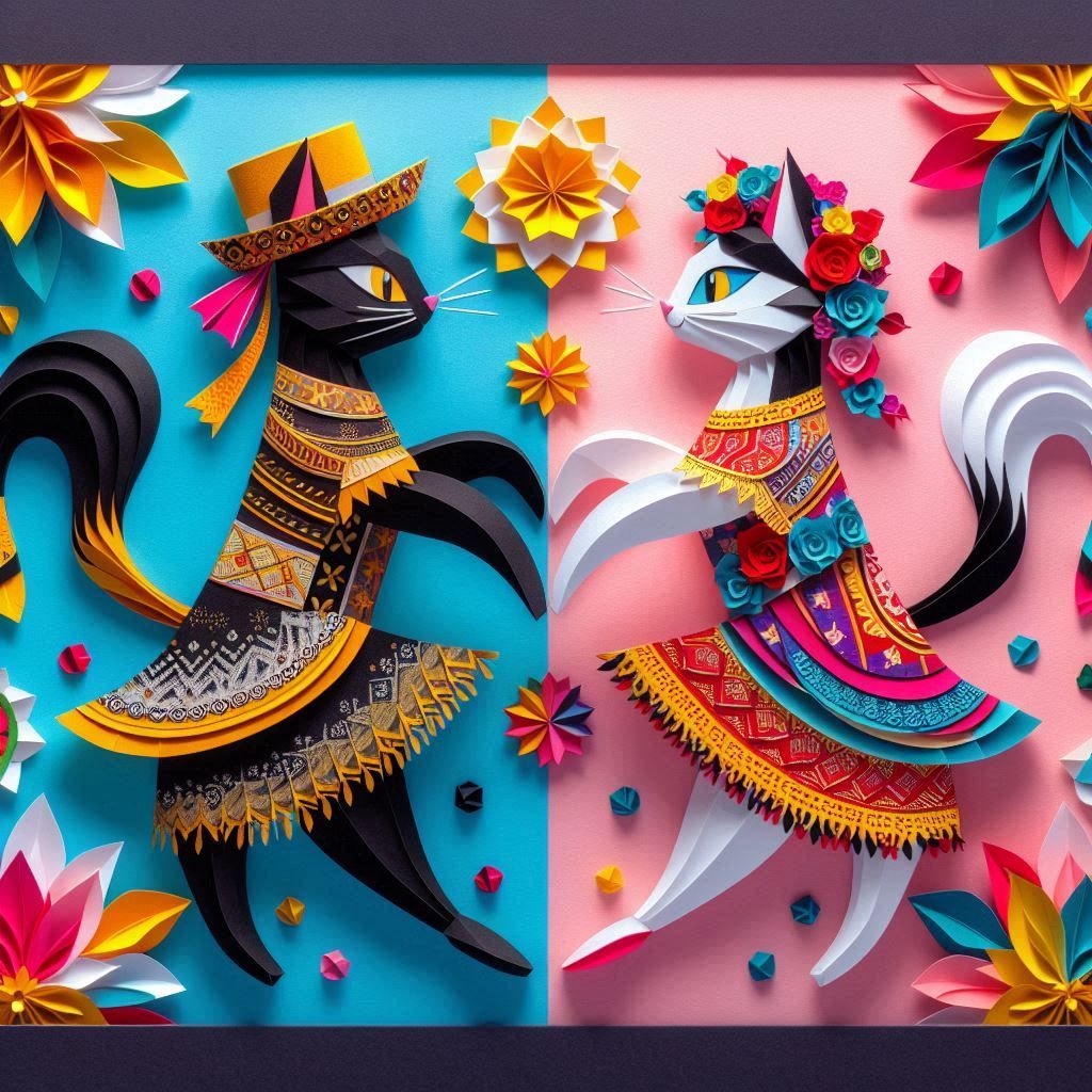 Happy couple of dancing cats 2