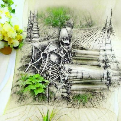 Garden Gothic Skeleton ink drawing pencil sketch 8k resoluti...
