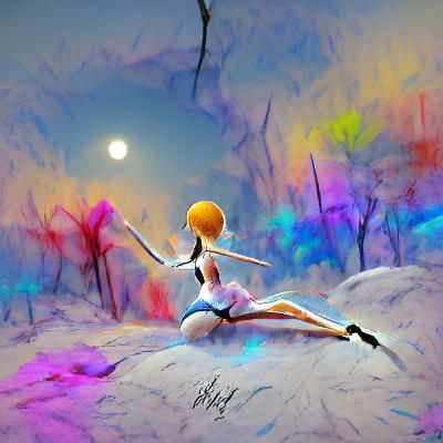 Ballerina dancing on the moon