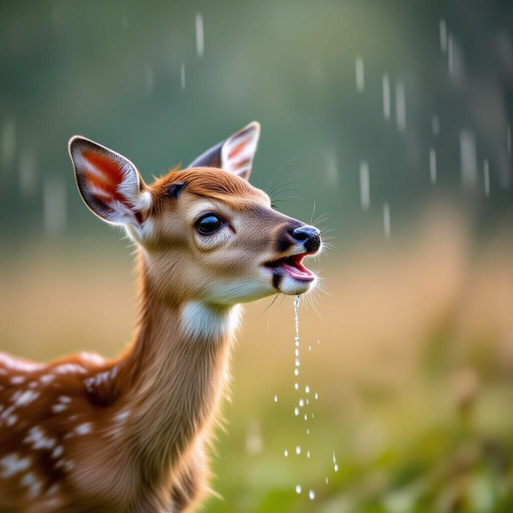 Bambi Catches Rain in Stormy Landscape