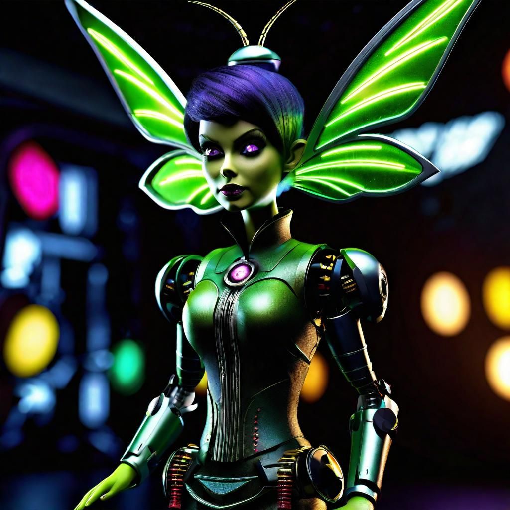 Tinkerbell as a killer robot - AI Generated Artwork - NightCafe Creator