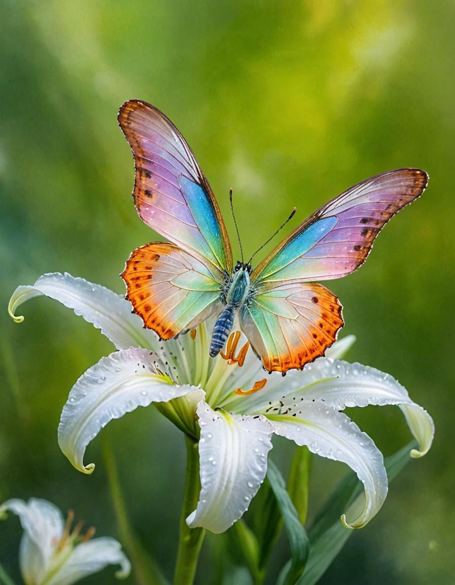 butterfly made of airy sparkling rainbows