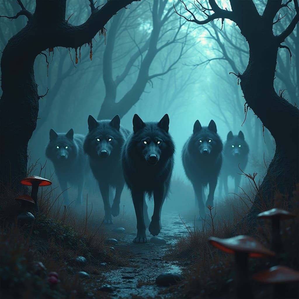 Ominous Glowing Canines from Mystical Realm