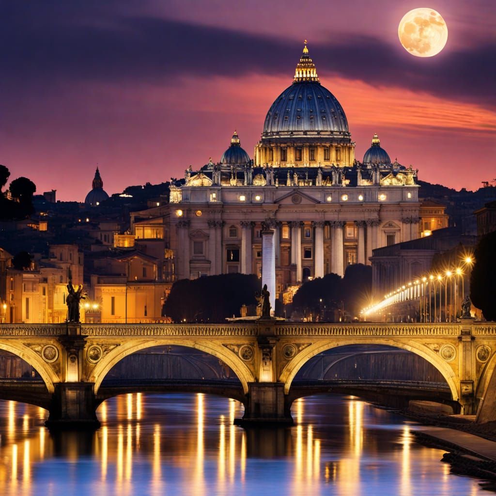 The Vatican with St. Peter's Basilica at night