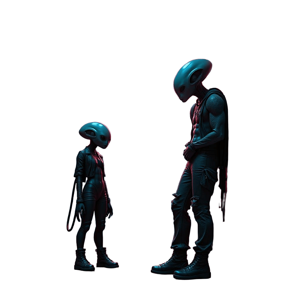 need a picture Depicting an alien with a broken heart showing him holding his back against the door as he showed the one he loves out becaus...