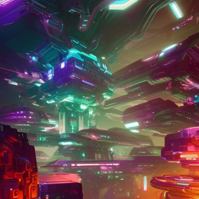 "Agartha Cybertron world" by WLOP beeple detailed digital il...