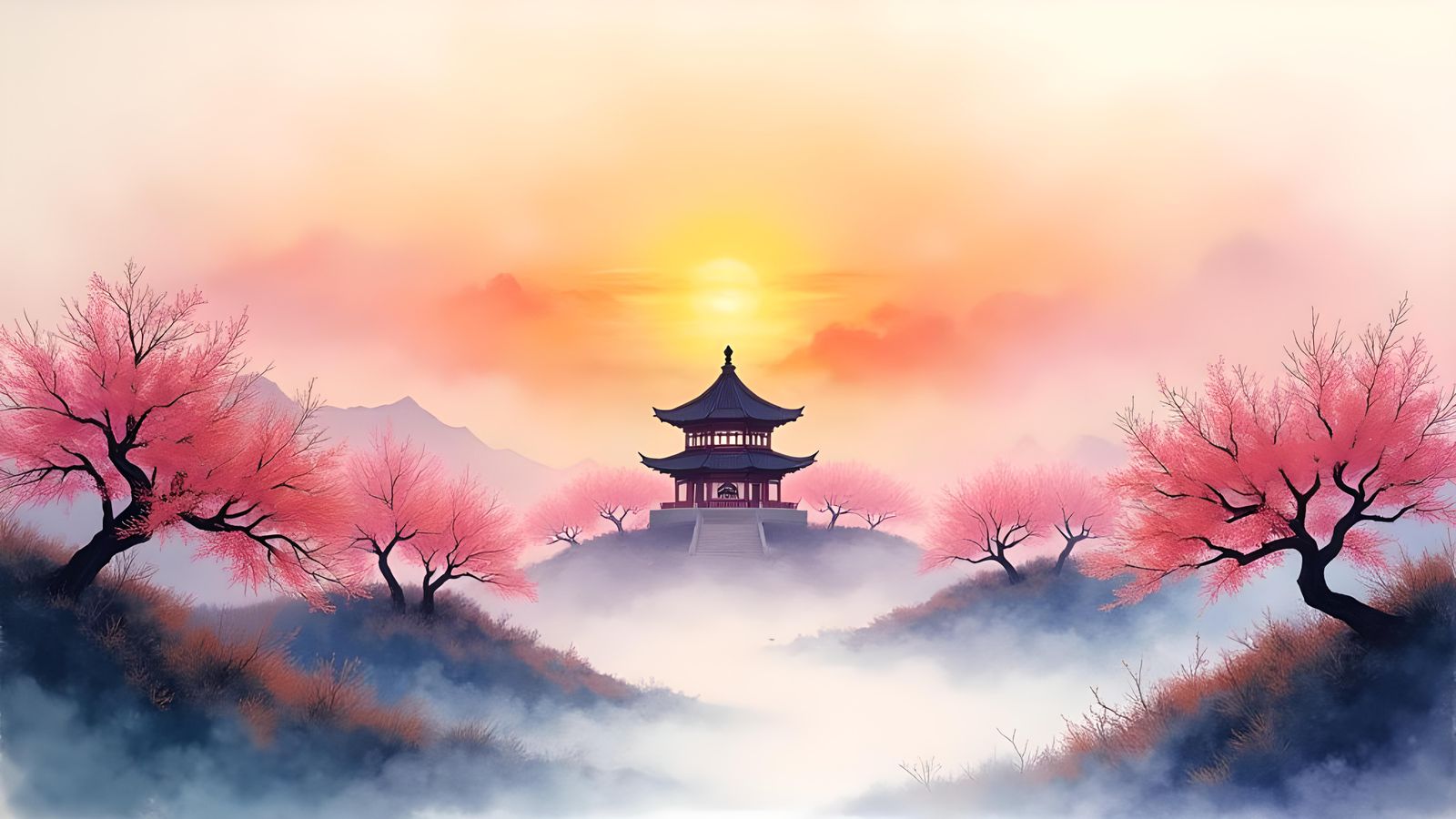 Pagoda in the morning mist  by @DeeB