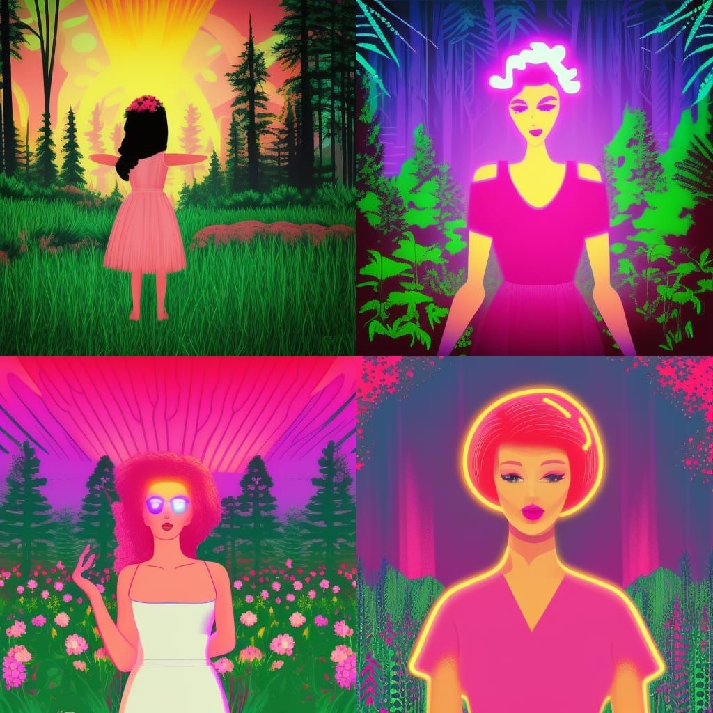 Flower girl with forest background