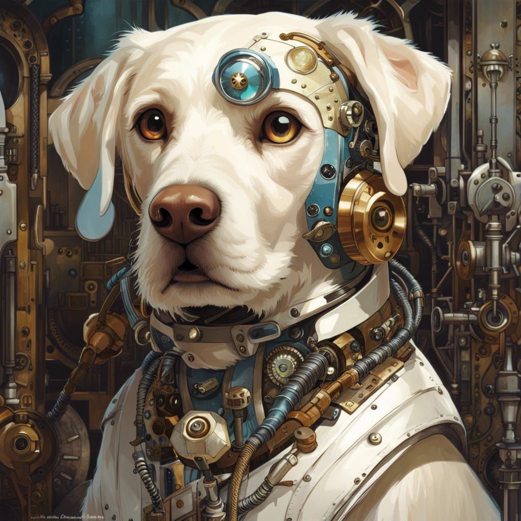 Steampunk Labrador Robot  by @Airlyn
