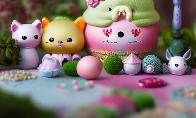 Macrophotography of sanrio characters in a rococo doll house by Mark ryden