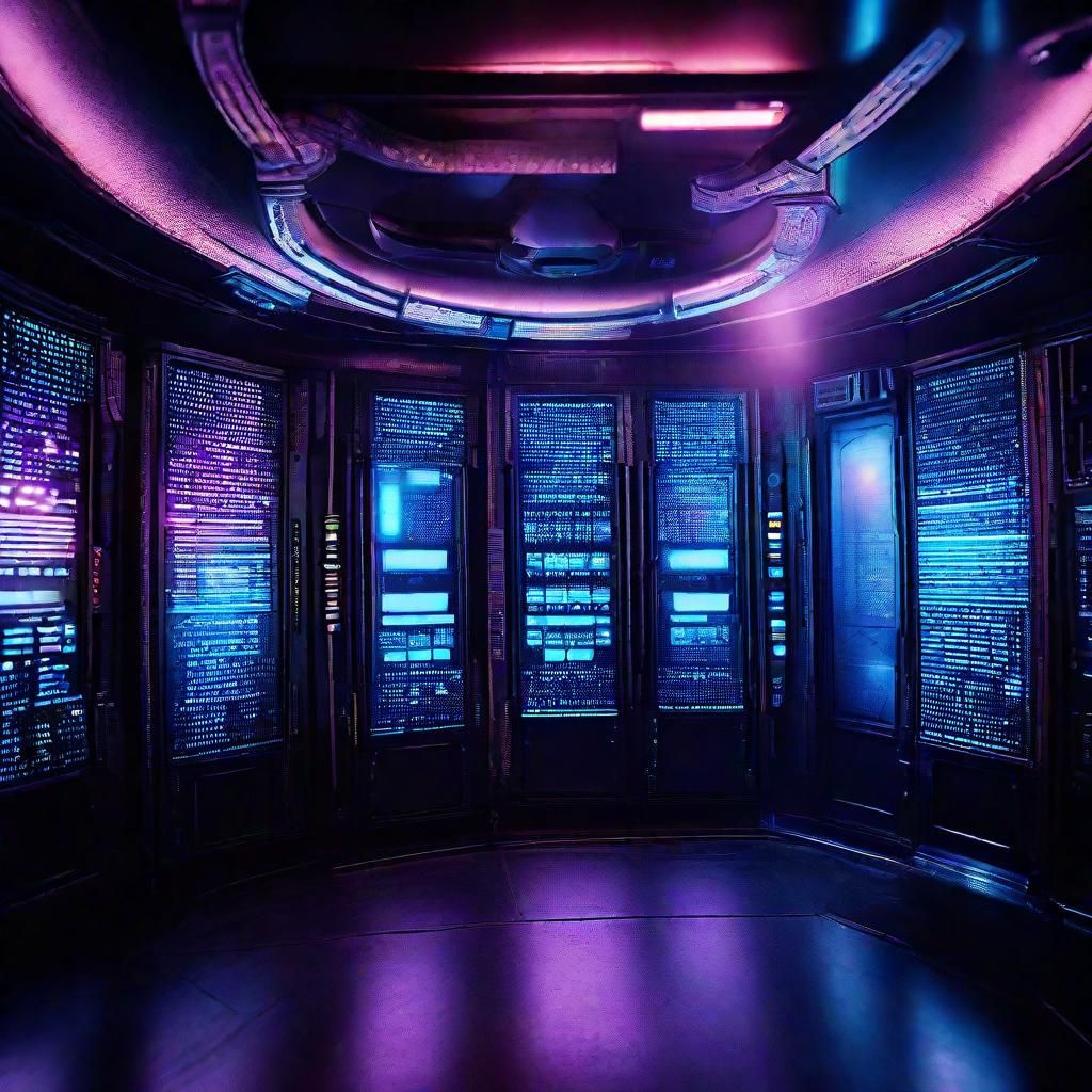 Sci-fi Holographic power core room, metallic, brightly lit, Cinematic ...