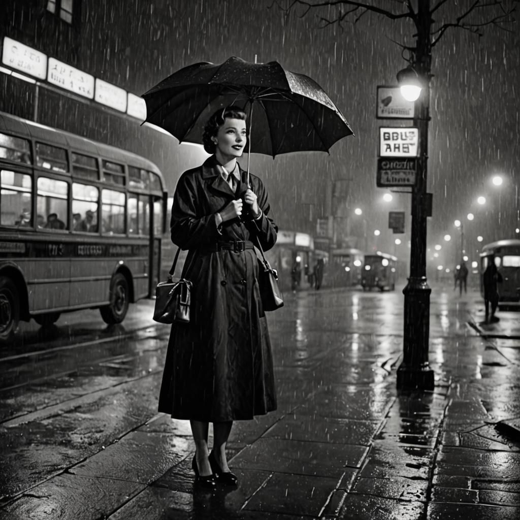 Rainy evening in the 1950s  by @undefined