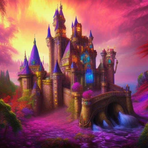 Psychedelic fantasy castle hyperdetailed 8k resolution concept art ...