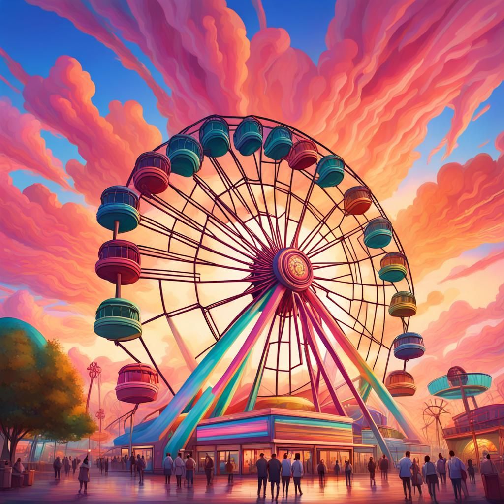 Whimsical Skyride at Dusk - AI Generated Artwork - NightCafe Creator