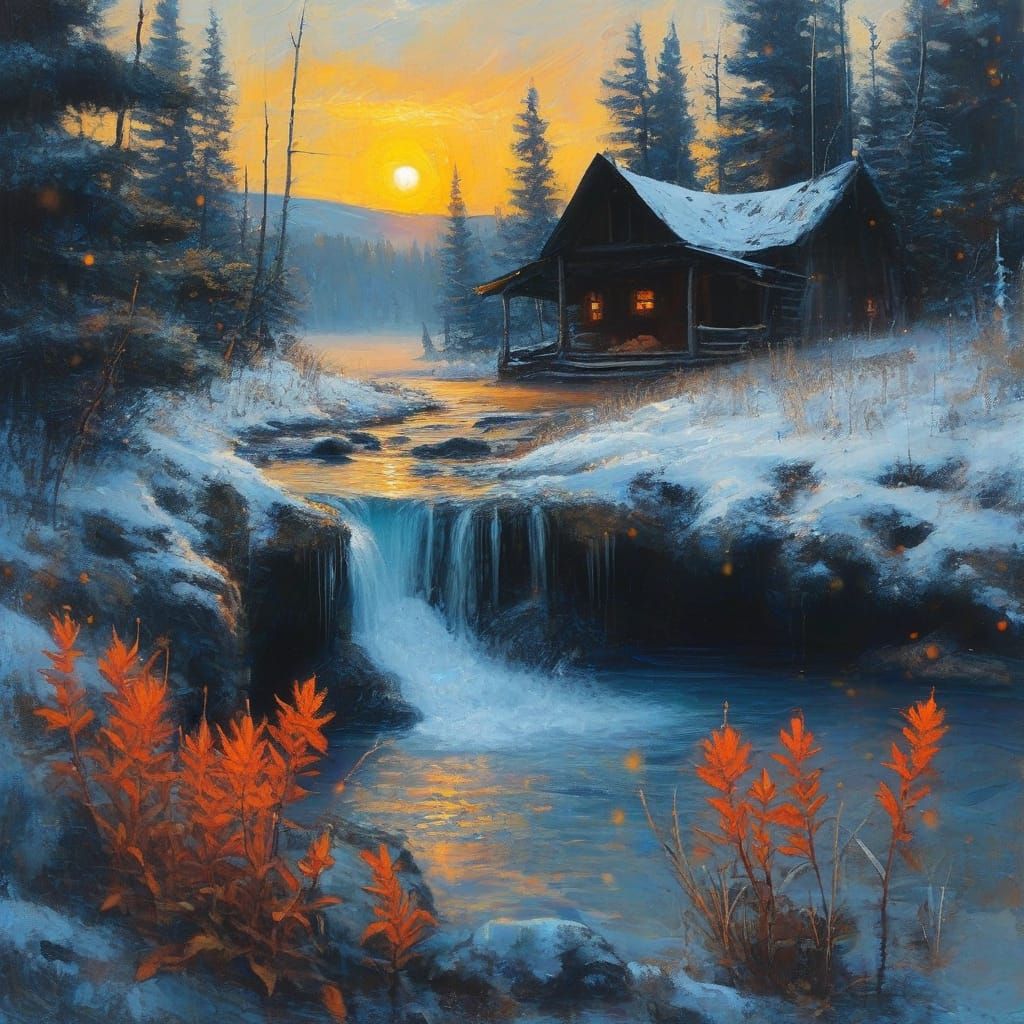 A Yellowstone Winter Rustic Cabin