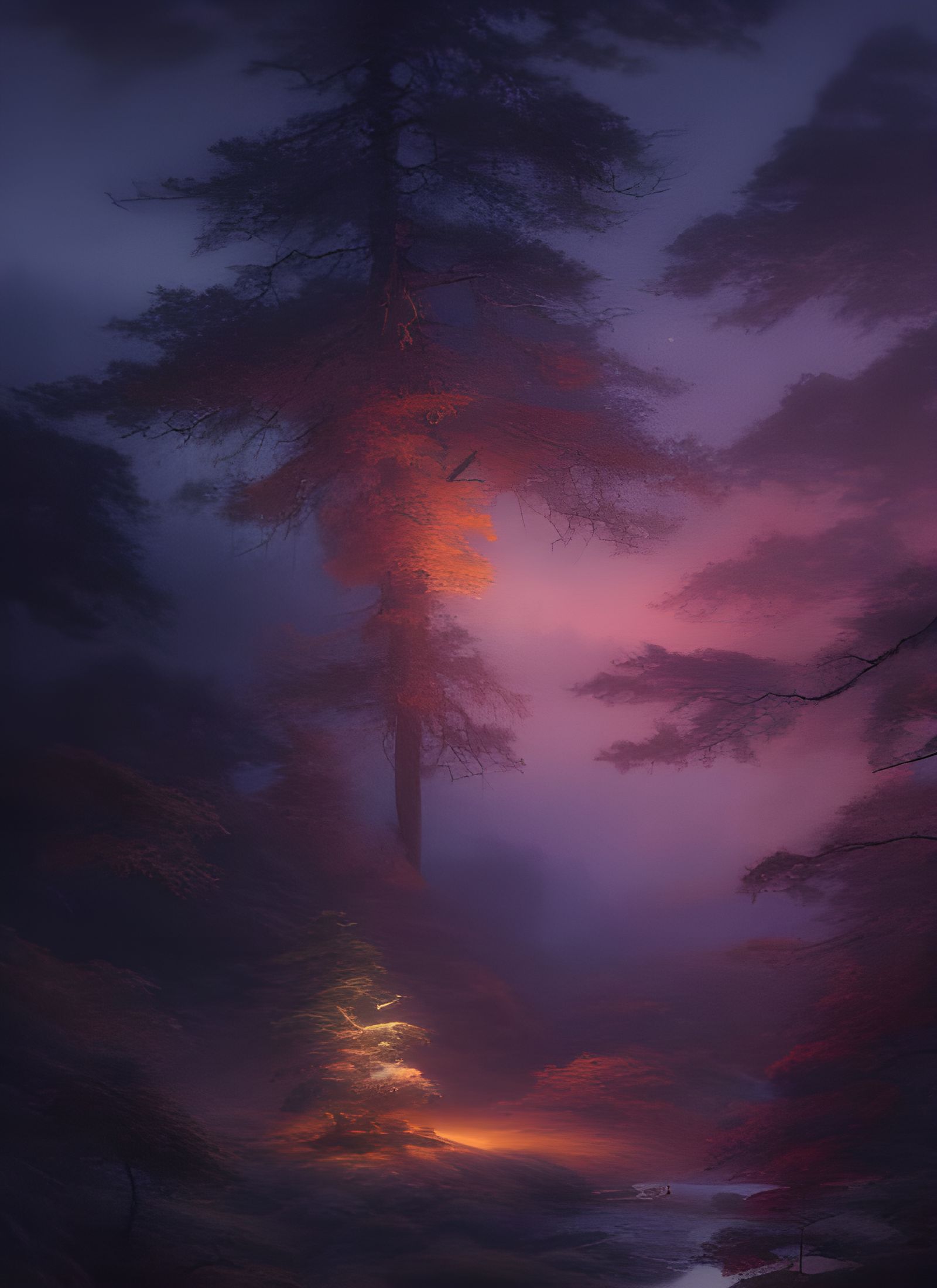 Dark Mountain Forest Landscape - AI Generated Artwork - NightCafe Creator