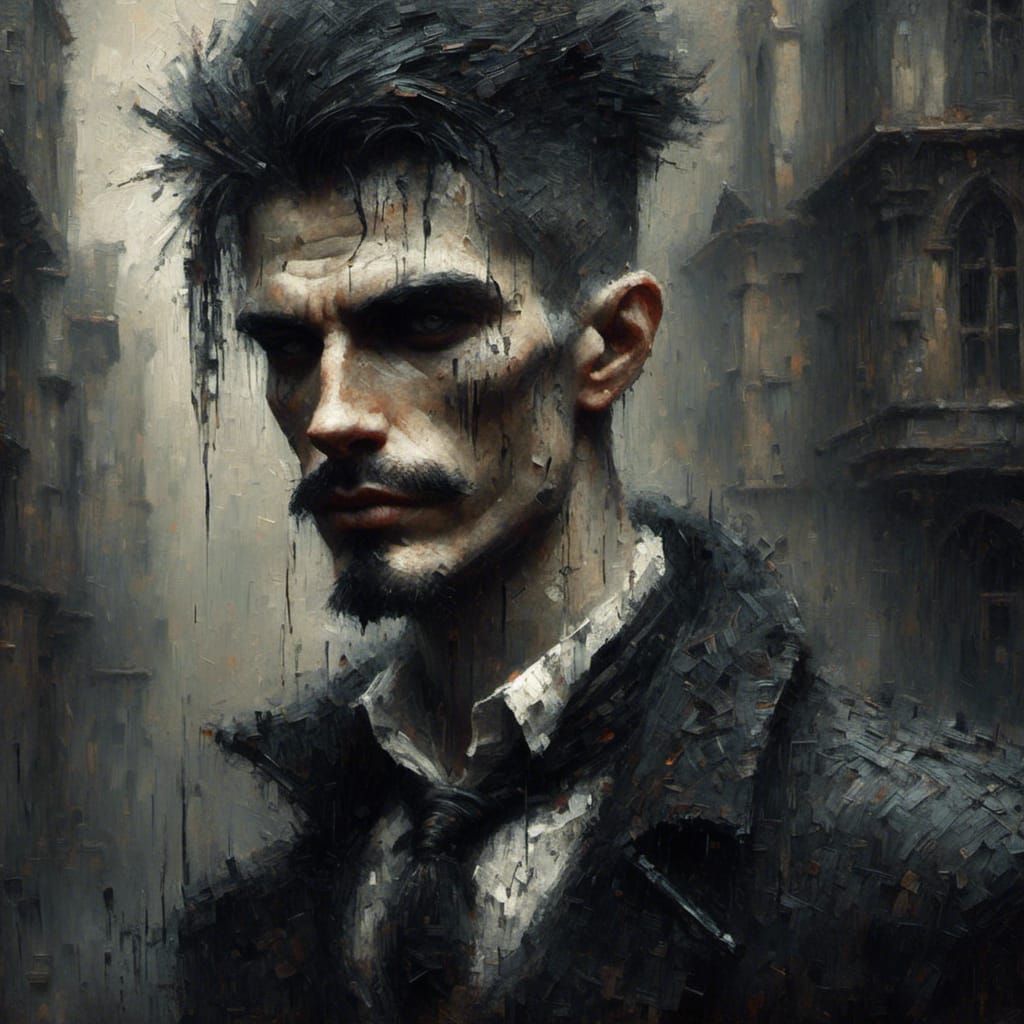 <lora:Grit:1.0> gothic alpha male