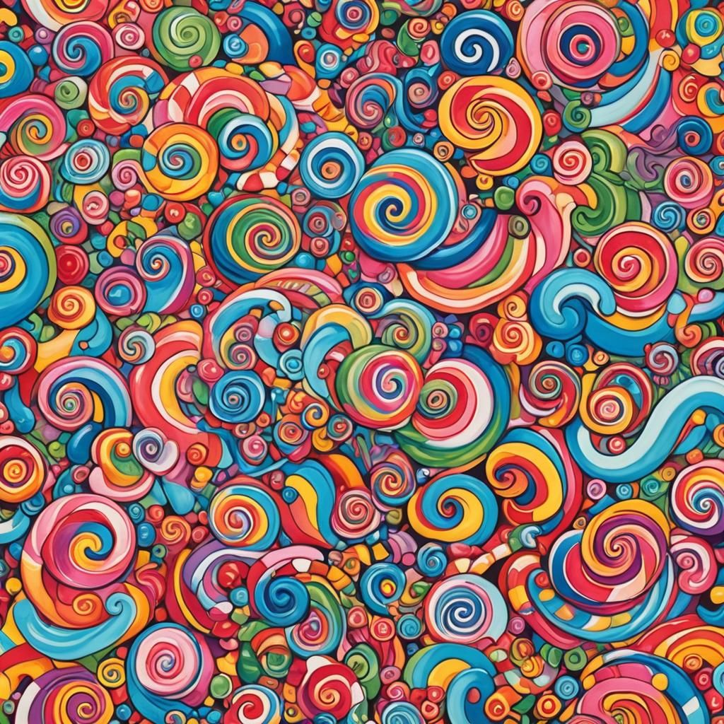 Vibrant Candyland Wonderland in Gouache