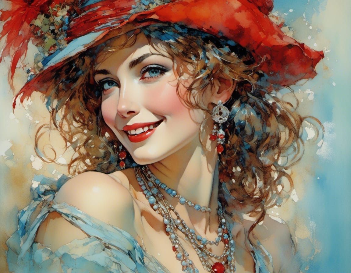 Smiling pinup AI Generated Artwork NightCafe Creator