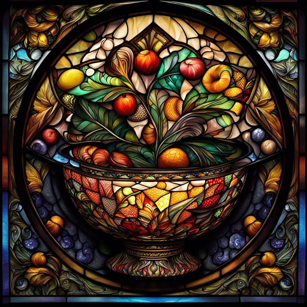 stained glass fruit bowl  by @PJs AiArt