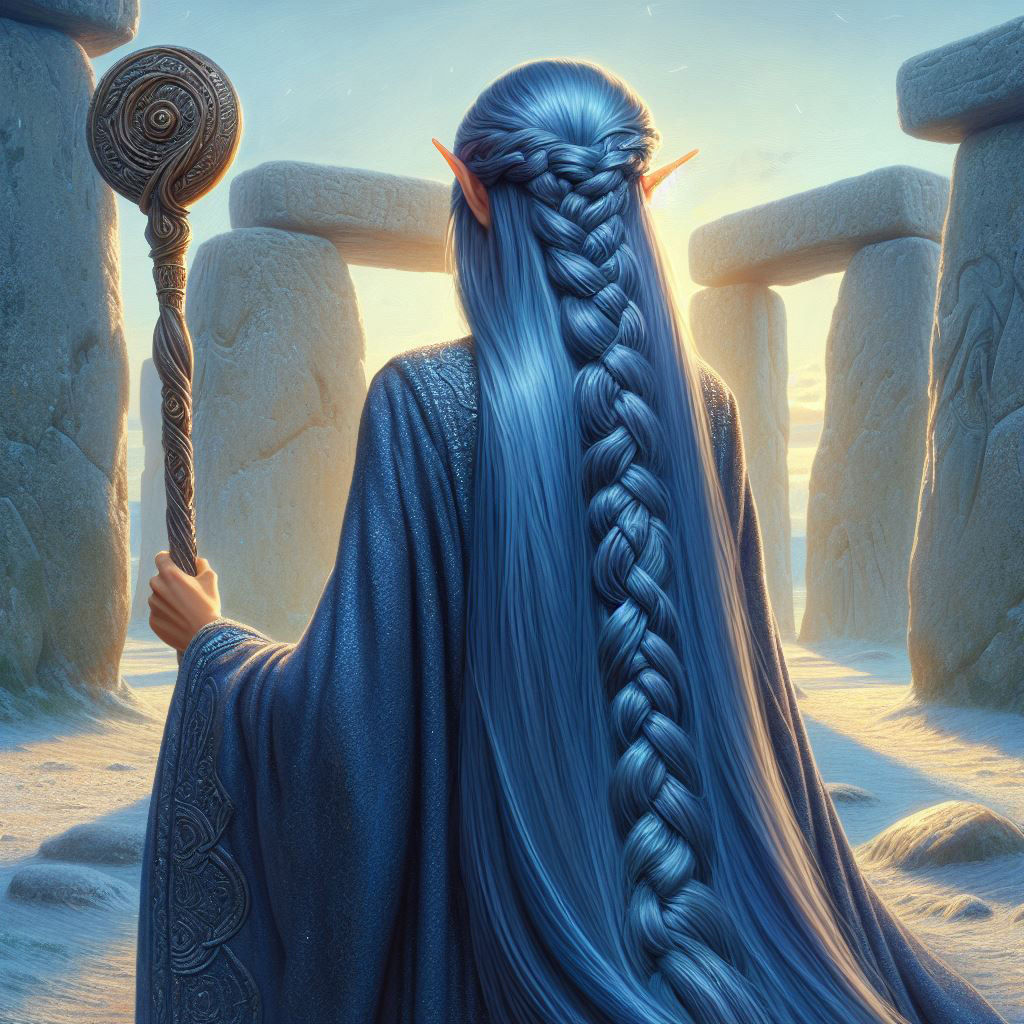 Solstice at a Stone Circle with Blue Elf