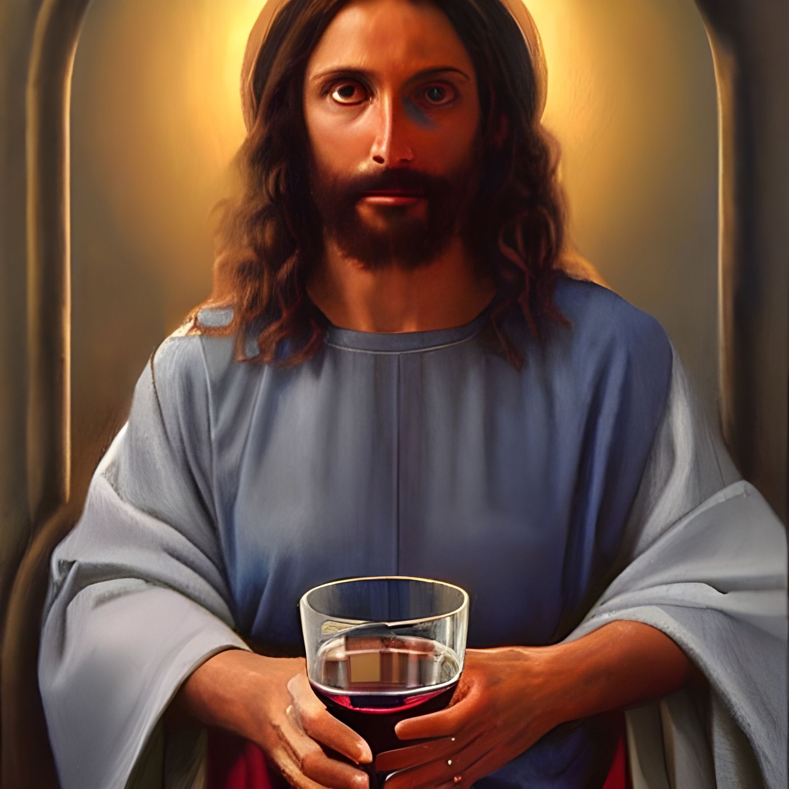 jesus drinking wine