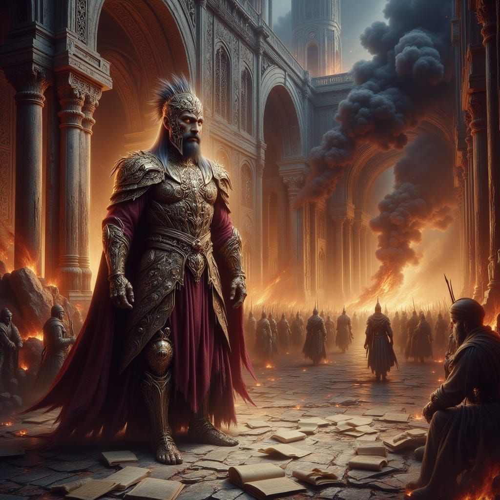 The burning of the great library of Baghdad 