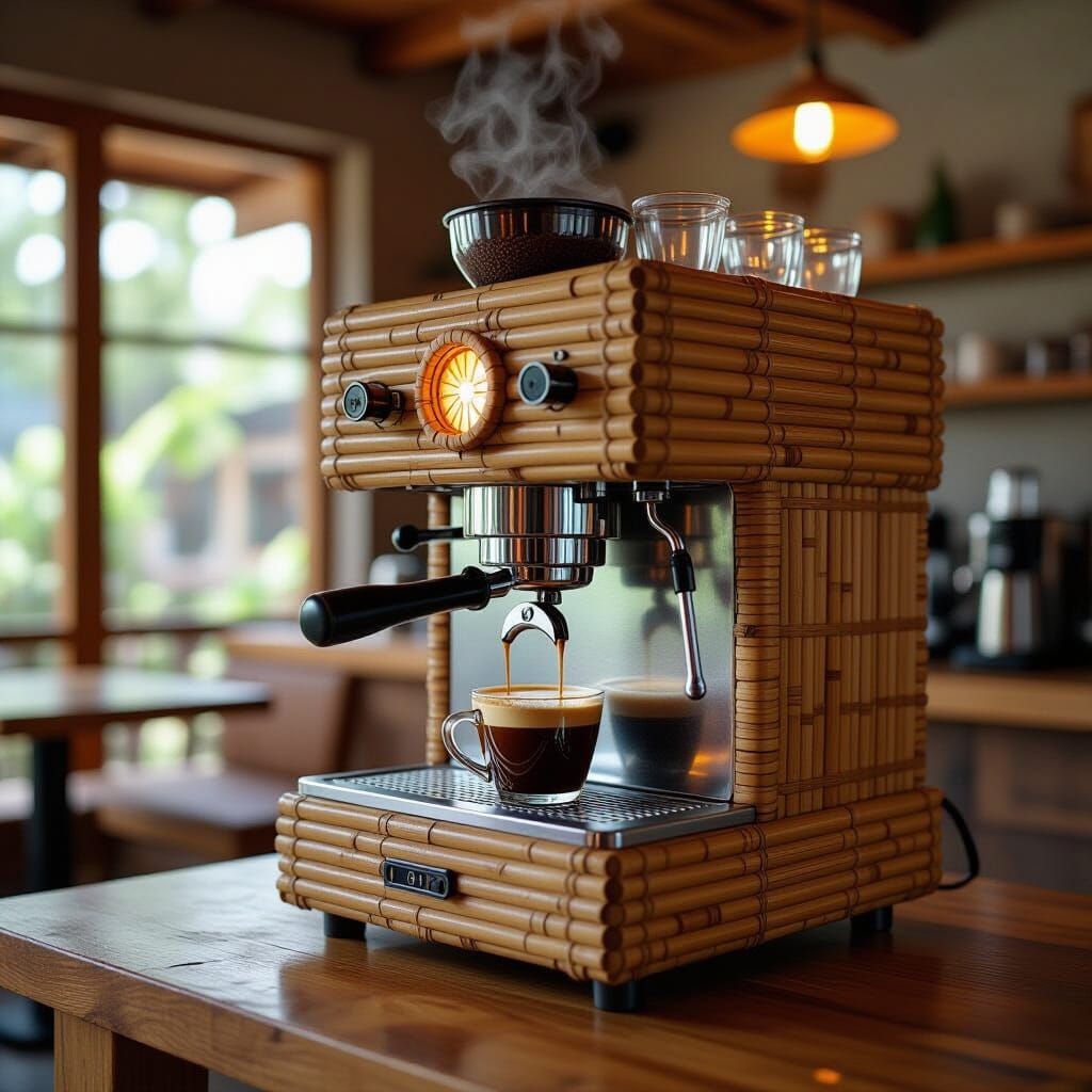   A coffee maker made from bamboo sticks.  by @awateef