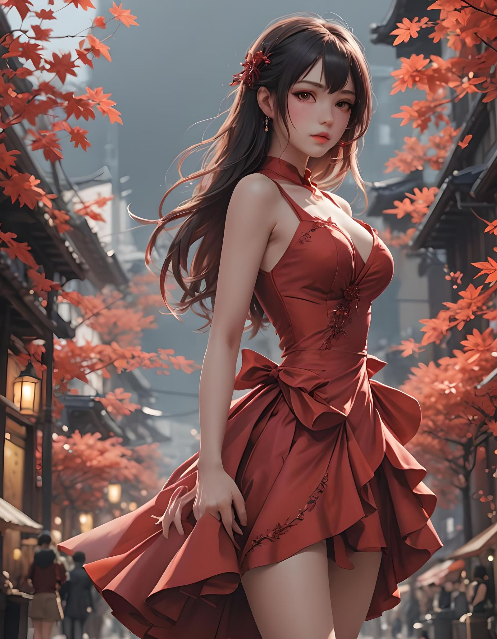 Tiny red dress Beauty woman