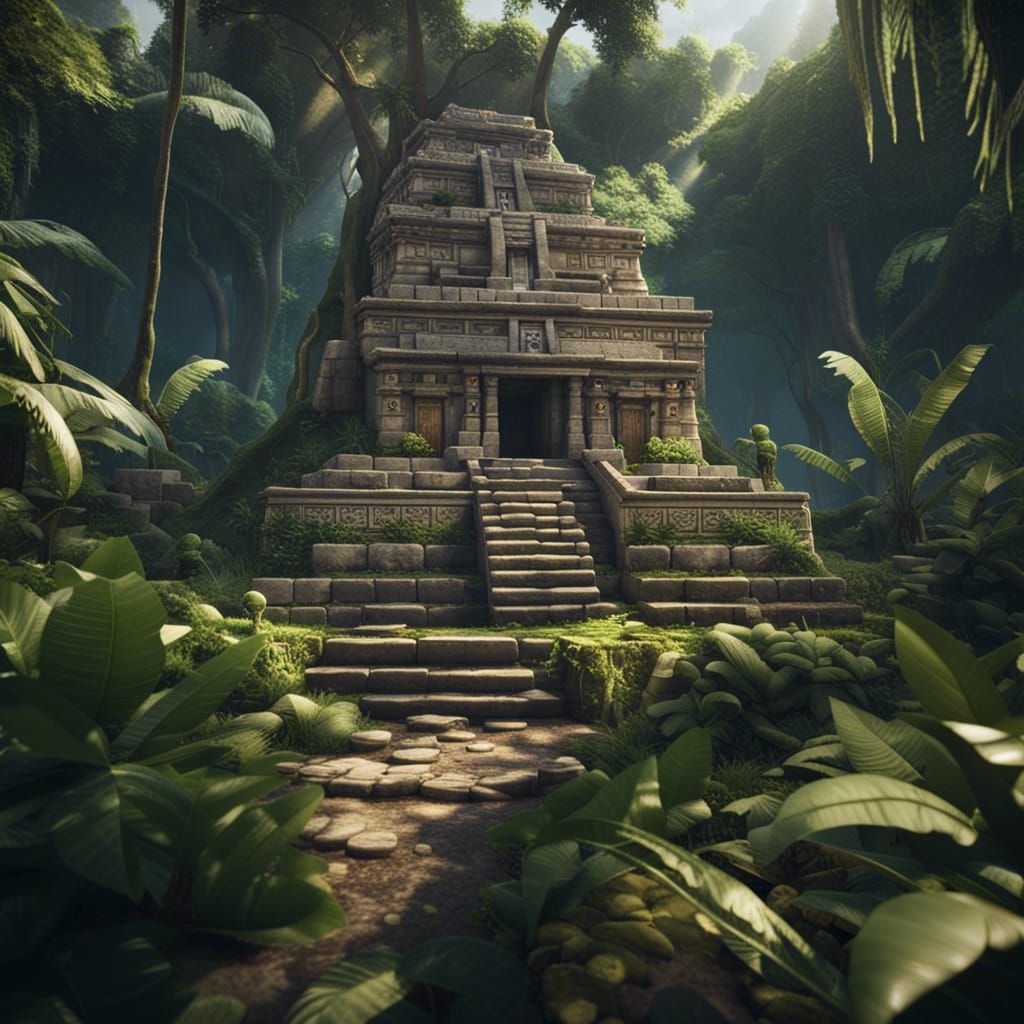 Mayan temple in the jungle - AI Generated Artwork - NightCafe Creator