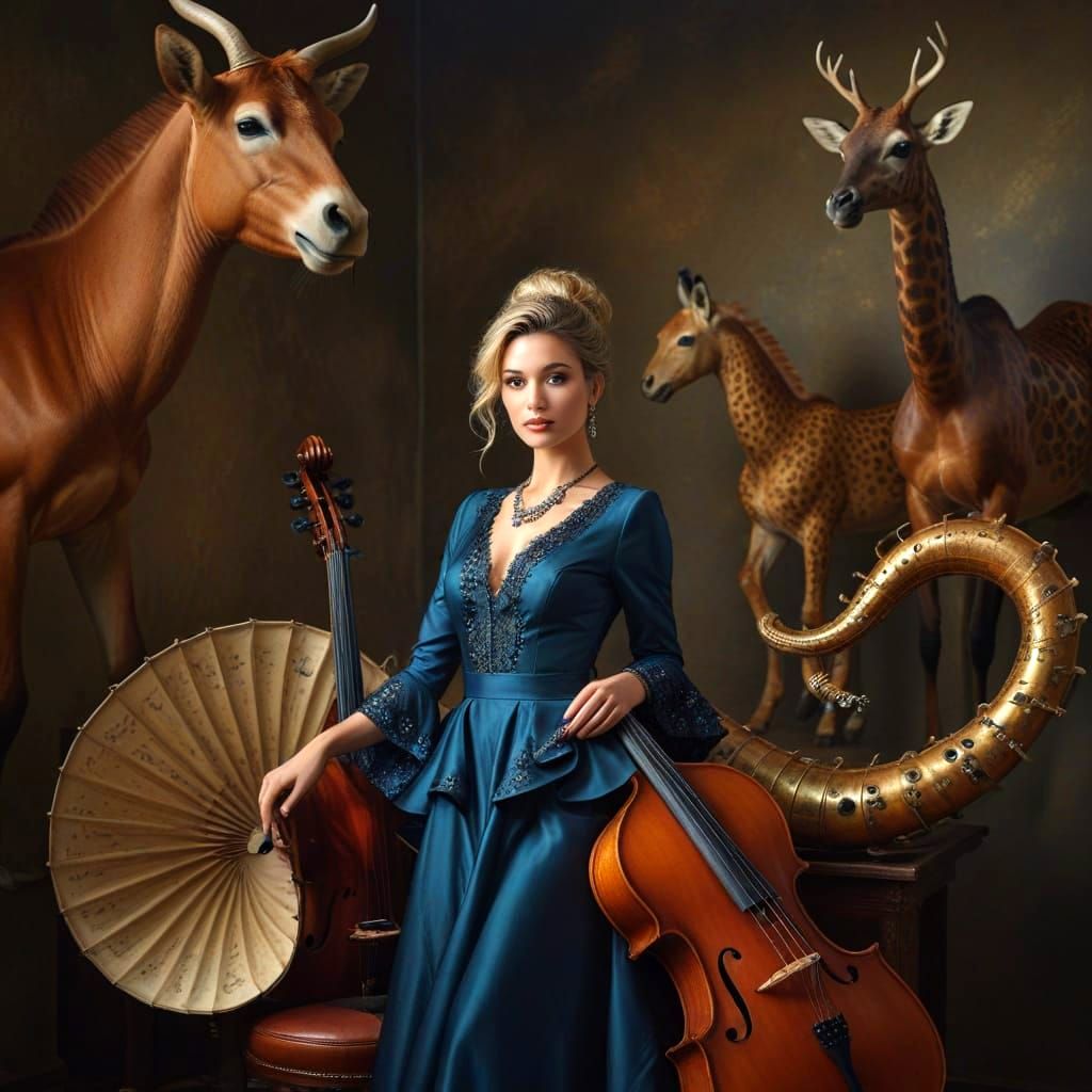 Surrealistic Lady in Vibrant Composition