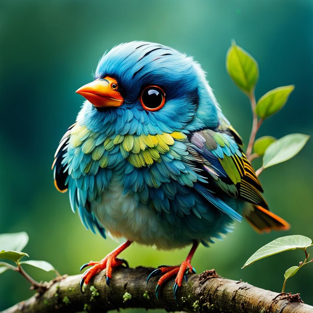 cute bird, by Eugen Chisnicean, Paul Klee and Carne Griffiths  by @Tina auf der Blumenwiese