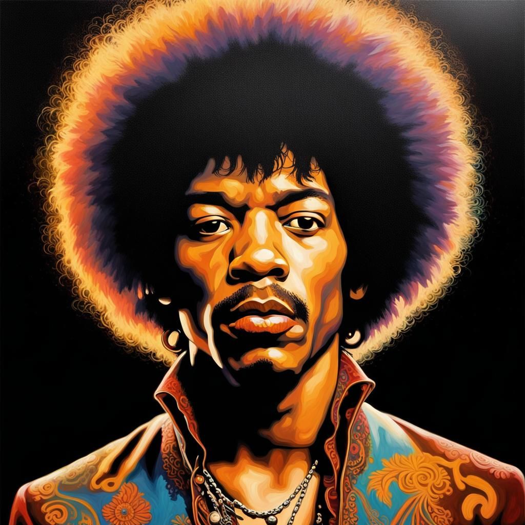 Psychedelic Jimi Hendrix - AI Generated Artwork - NightCafe Creator