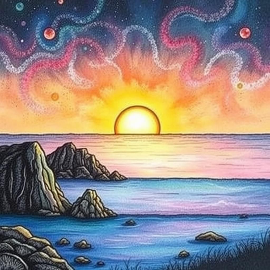 Post-Apocalyptic Seascape with Color Gradients