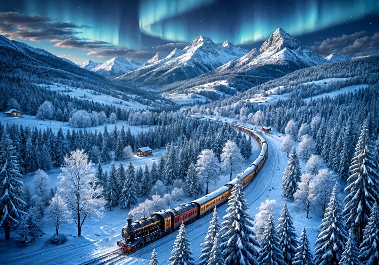 Scenic winter train  by @Neverland