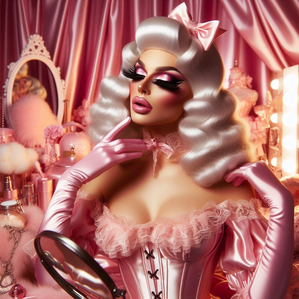 Satin Wonderland of Sissy Dresses and Wigs and Gloves and Ma...