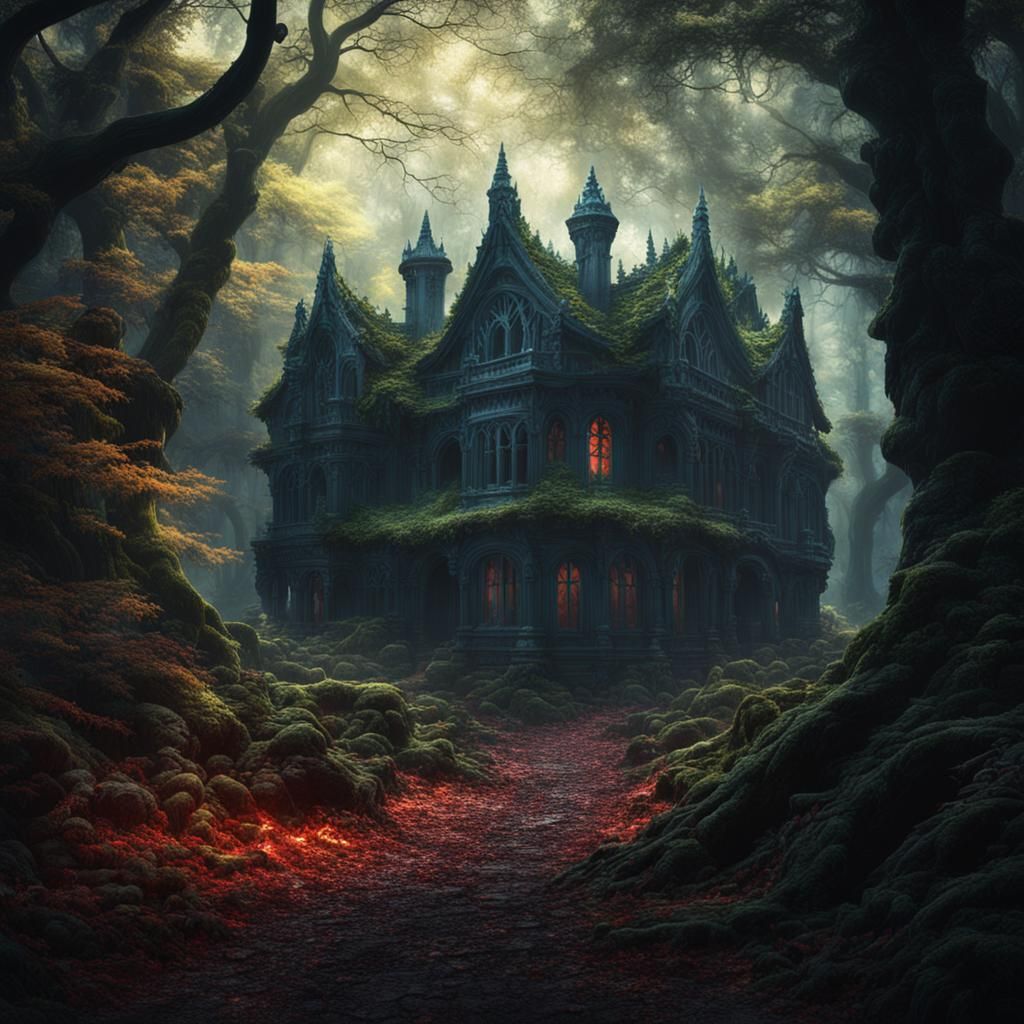 Creepy Vampire in Dark Forest with Volumetric Lighting