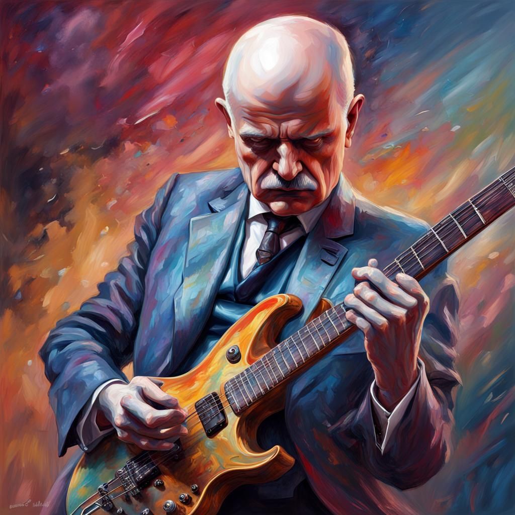 Jean Sibelius playing electric guitar AI Generated Artwork