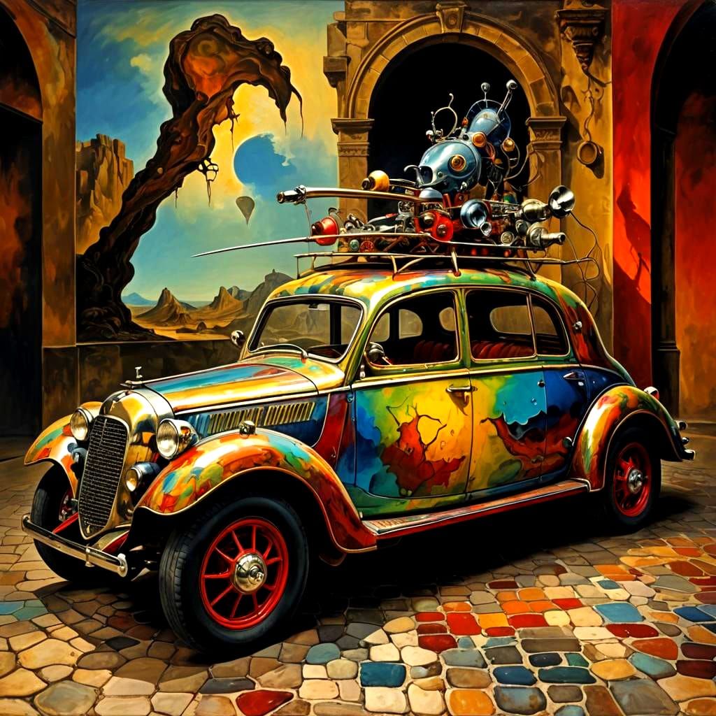 Exotic Car in Surrealist Dreamscape