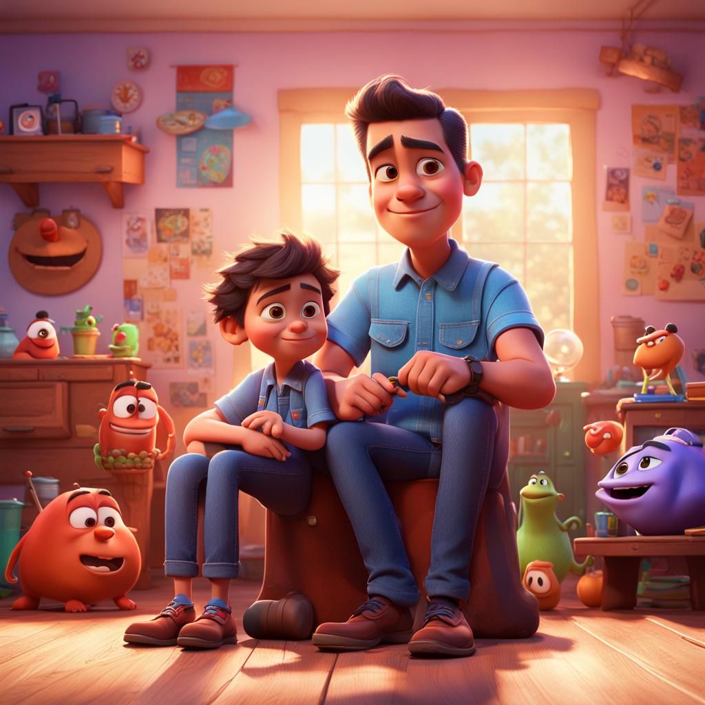 Dad hijo Pixar, Disney, concept art, 3d digital art, Maya 3D...
