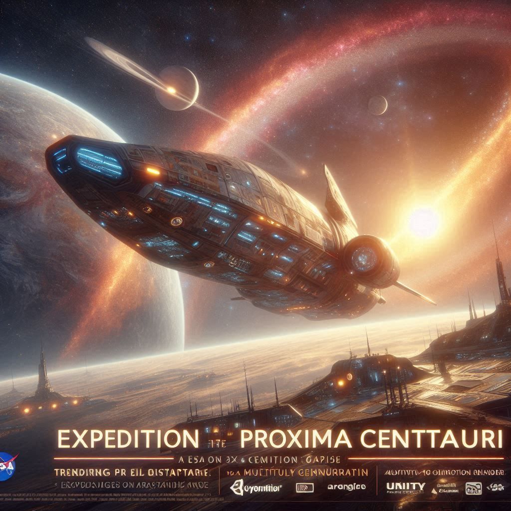 An ESA advertising poster for an expedition to Proxima Centa...